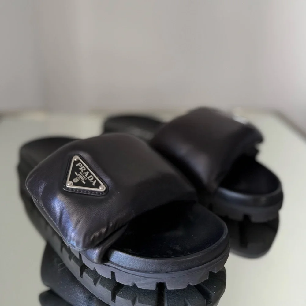 EUC Prada Soft Padded Nappa Leather Slides $1,020 36.5 - Picture 12 of 14